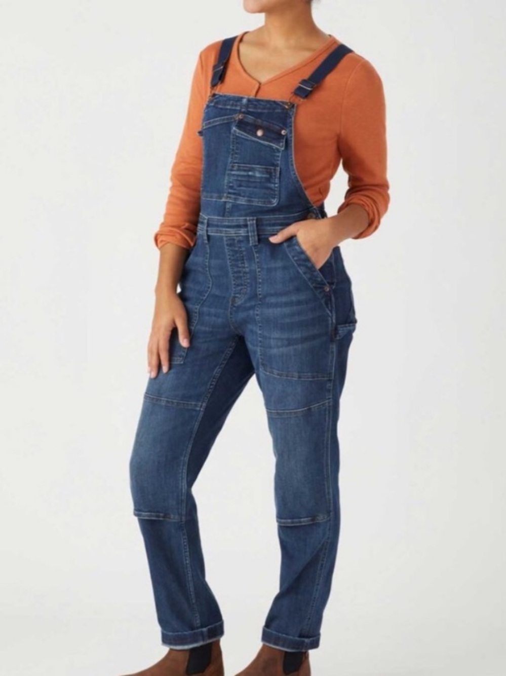 Duluth Trading Co Double Flex Denim Overalls Dark Wash Mx29